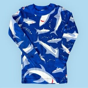 Hanna Andersson Long John Shark Pajama Top Long‎ Sleeve PJ